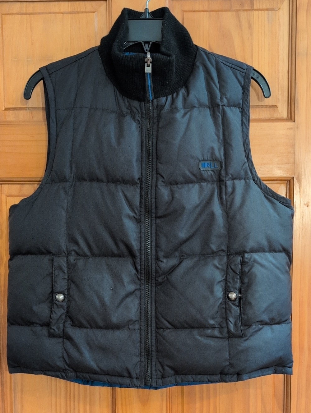 RL Ladies Reversable Quilted Down Vest with Rib Collar